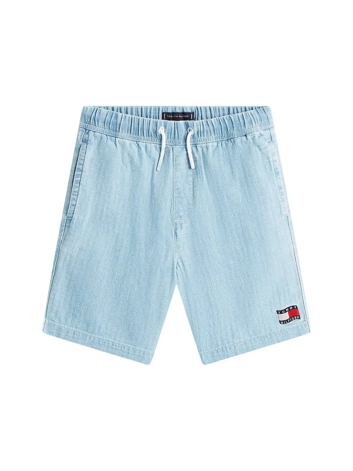WAVY FLAG HERRINGBONE SHORT - Denim Medium