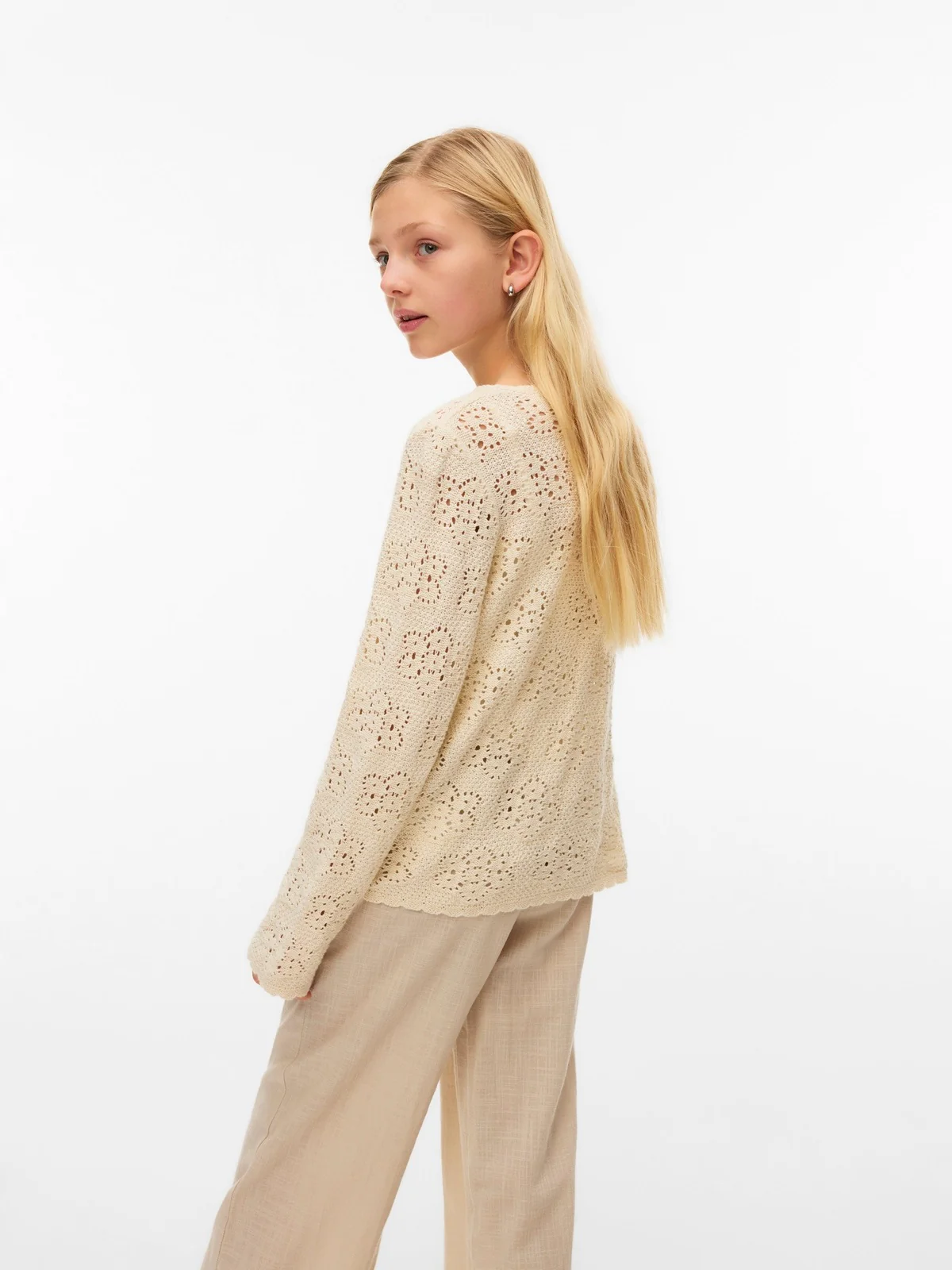 AVA V NECK TIE STRING CARDIGAN - Birch - Image 4