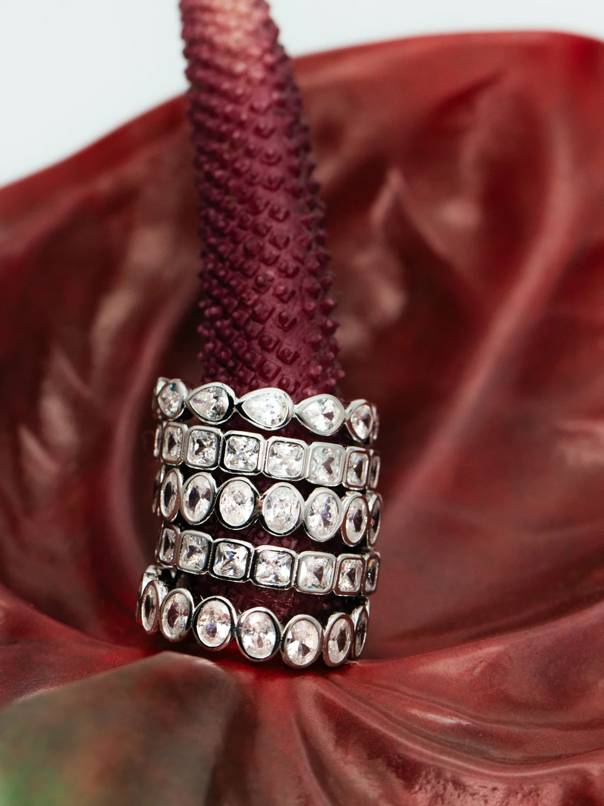 Diamond band ring square - silver