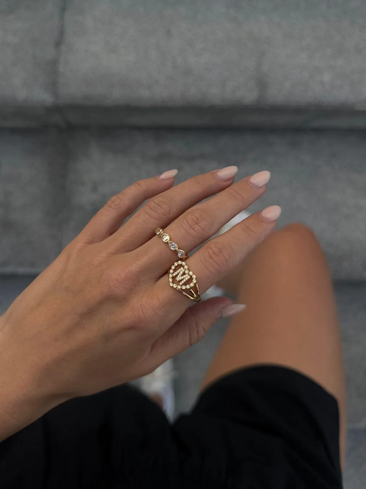Diamond ring band drop - gold - Image 2