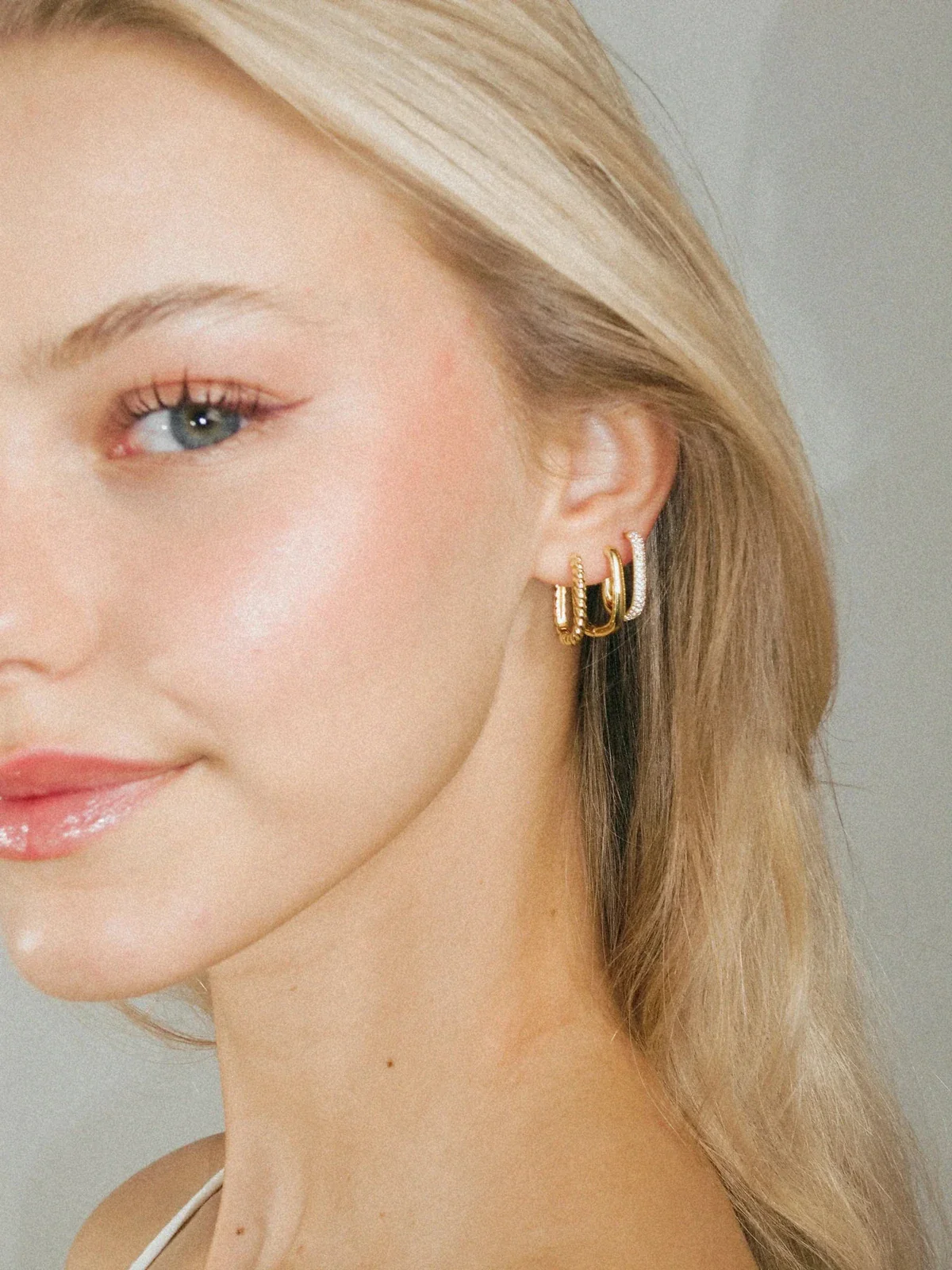 Petite diamond edge hoops - gold - Image 4