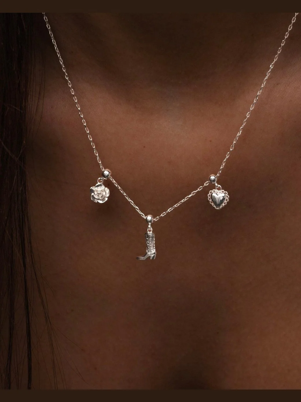 Rose charm - silver - Image 3