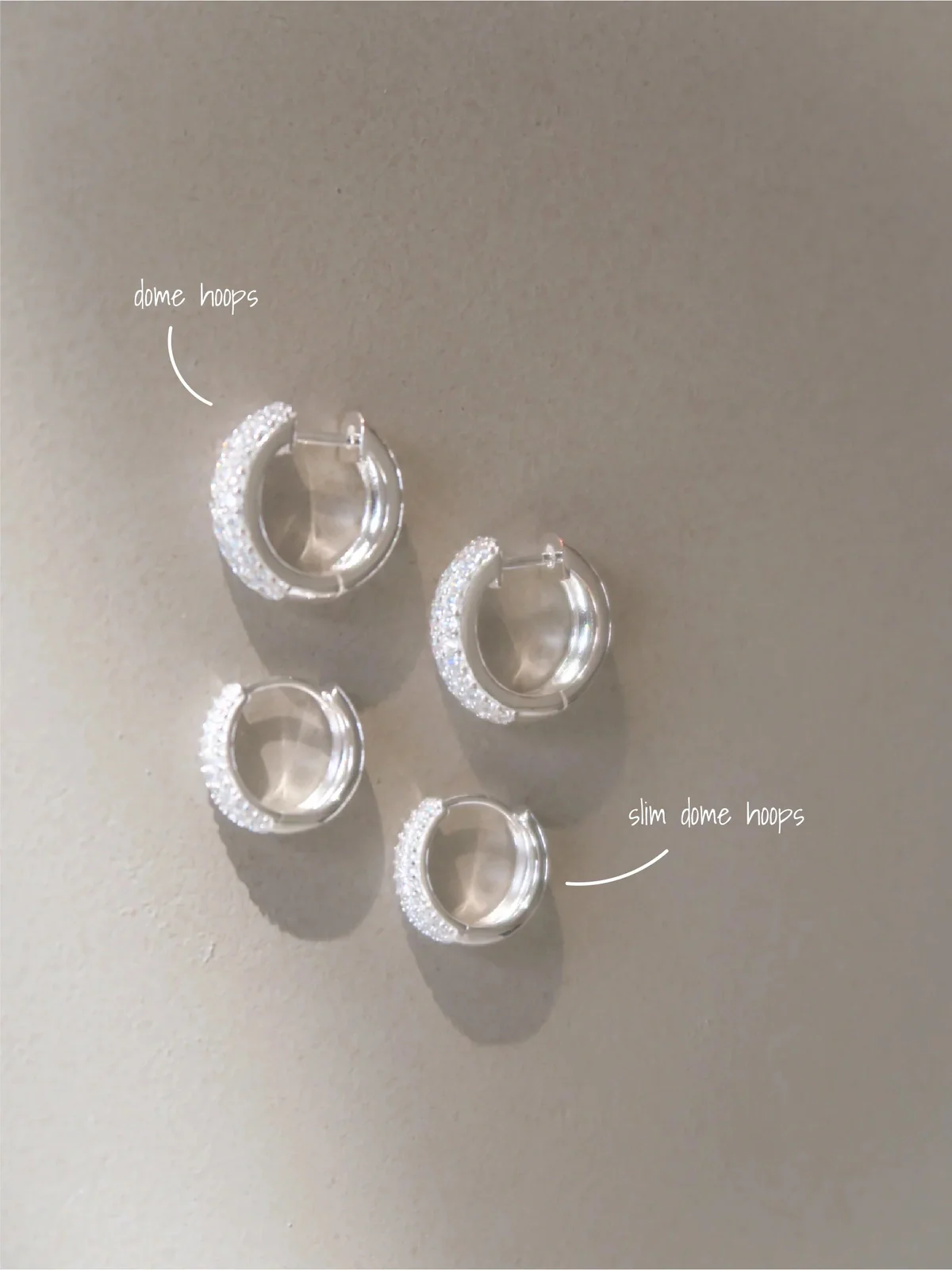 Slim dome hoops - silver - Image 2