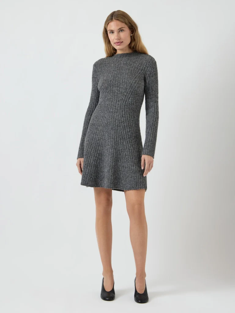 Dolly knit kjole - medium grey melange - Image 6
