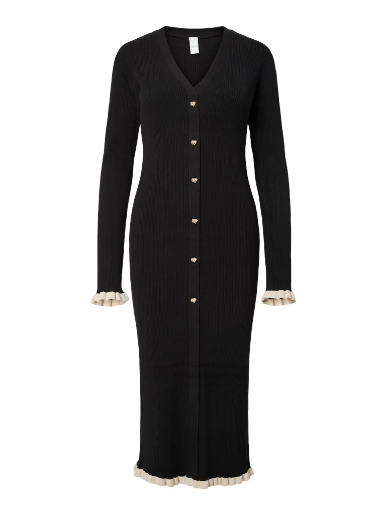 Floma knit kjole - black
