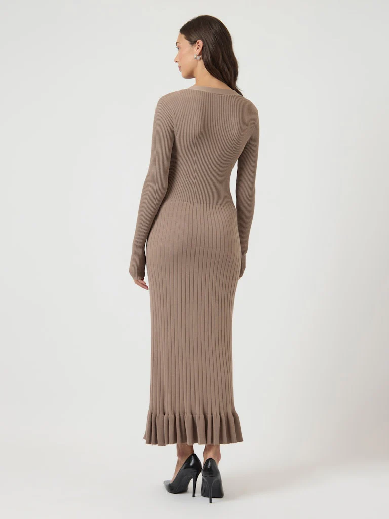 Mikla long knit kjole - taupe gray - Image 4