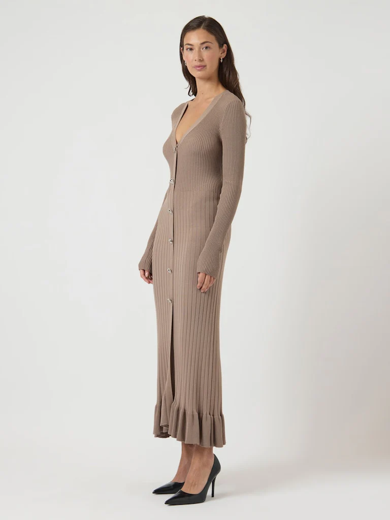 Mikla long knit kjole - taupe gray - Image 5